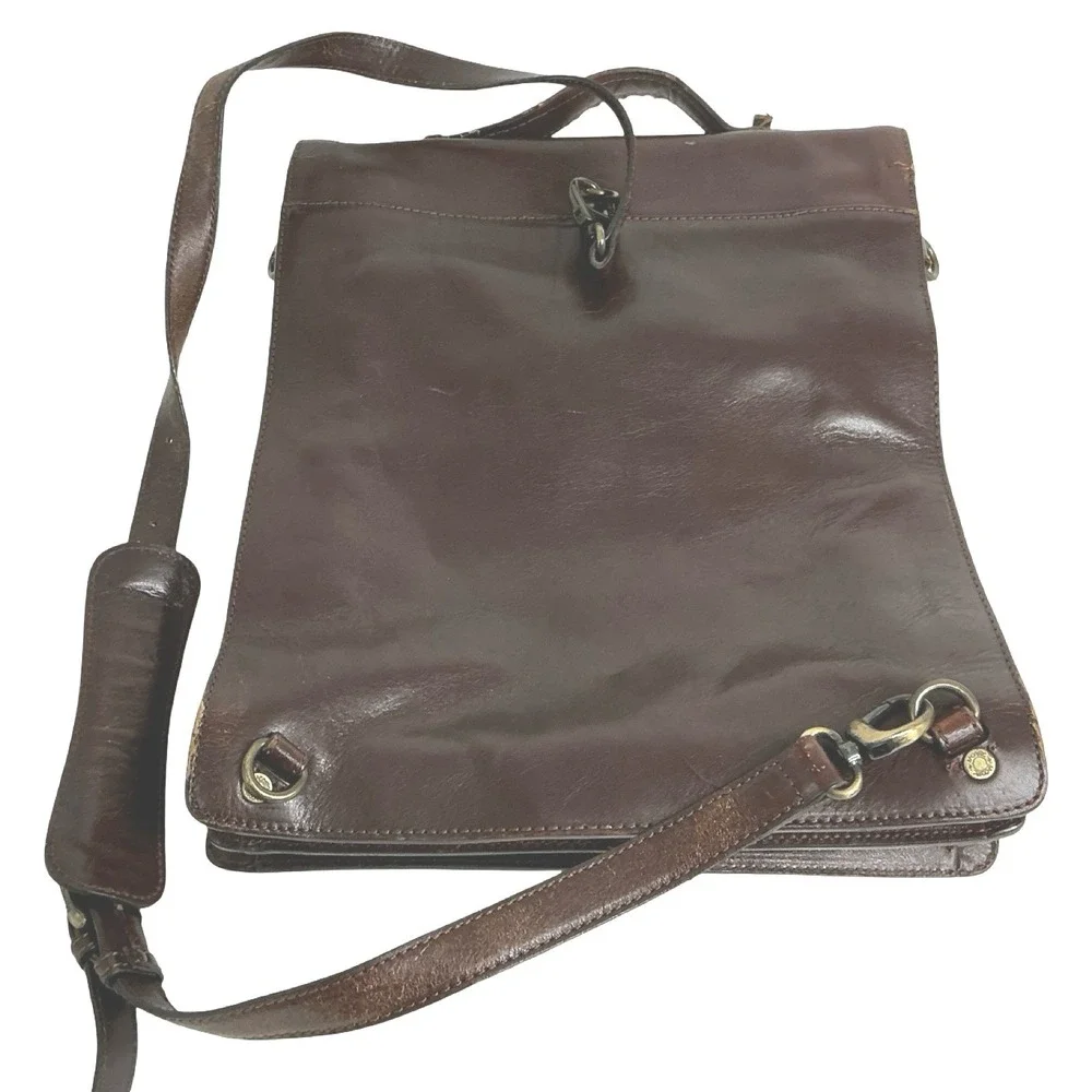 Monsac Vintage Brown Leather Convertible Backpack Briefcase Messenger Bag